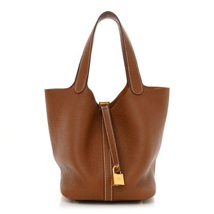 Hermes Taurillon Clemence Picotin Lock 22 MM Gold 1 of 10
