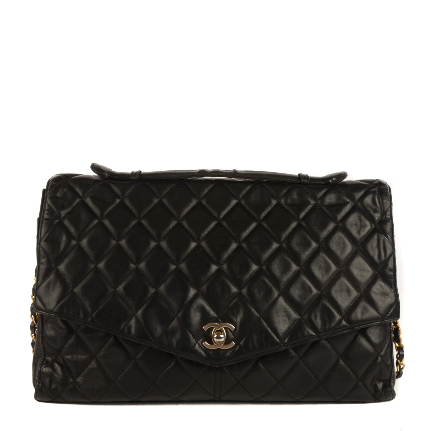 Chanel Lambskin Quilted Large Shoulder Flap Bag Black 1 of 10