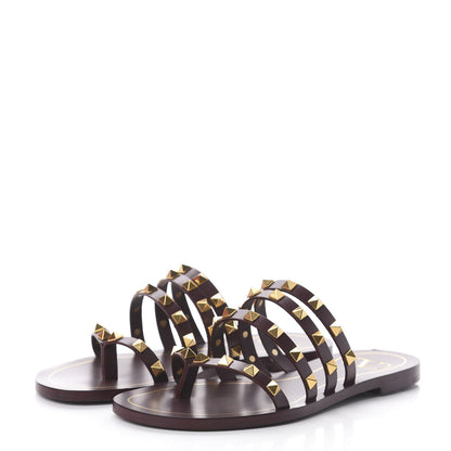 Valentino Garavani Calfskin Rockstud Flair Flat Thong Sandals 35 Rubin 3 of 7