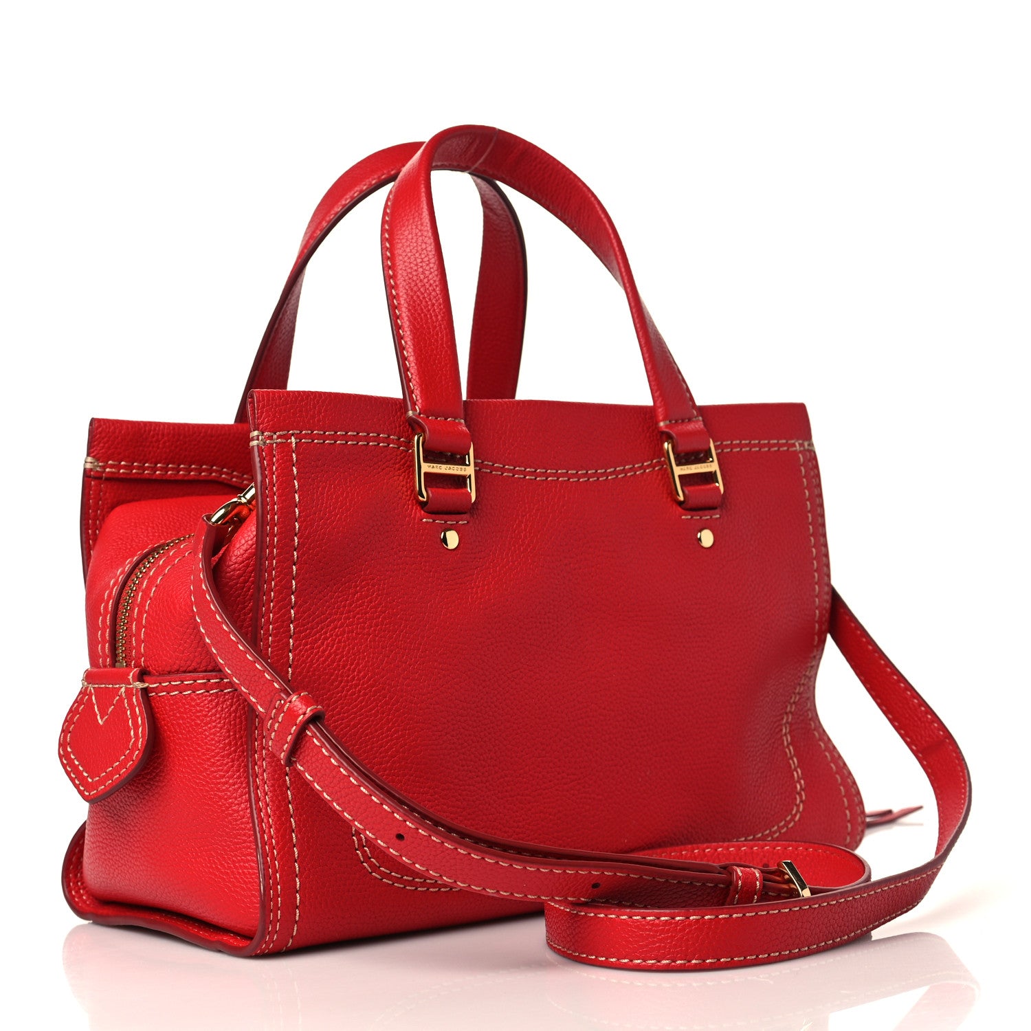 Marc Jacobs Textured Calfskin Cruiser Satchel Fire Red 2 of 8