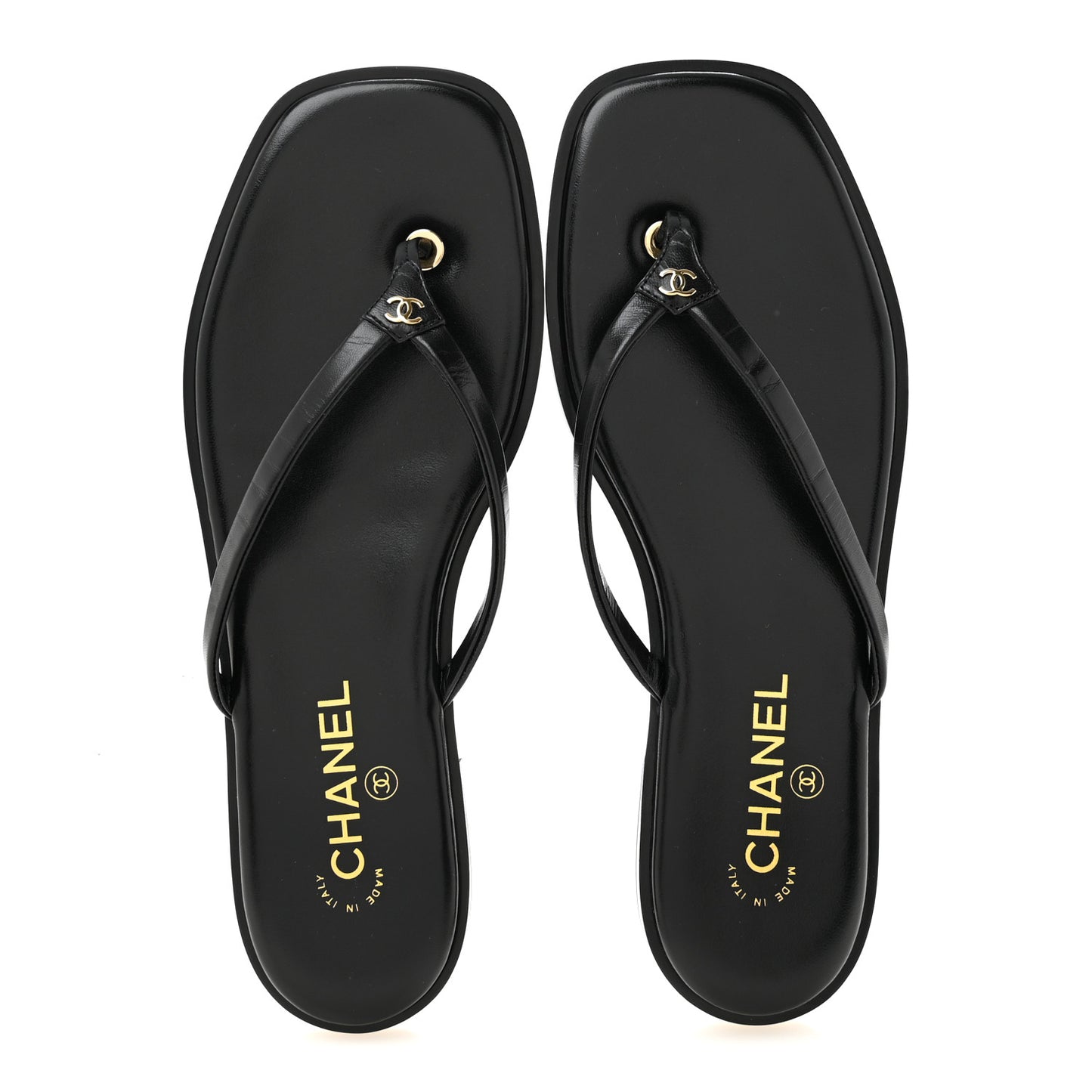 Goatskin CC Times Square Thong Sandals 41 Black
