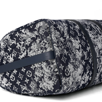 Louis Vuitton Monogram Tapestry Keepall Bandouliere 50 Bleu 9 of 10