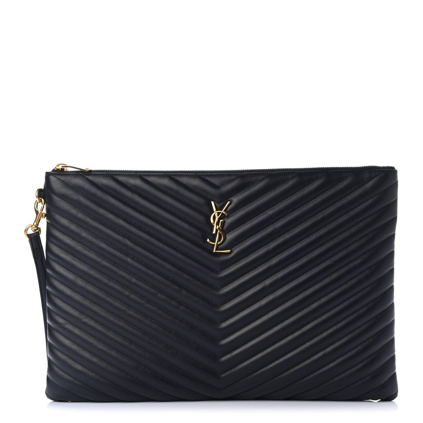 Calfskin Matelasse Chevron Monogram Document Holder Marine