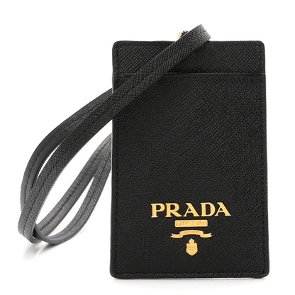Prada Vitello Move Triangle Lanyard Card Case Black 1 of 6