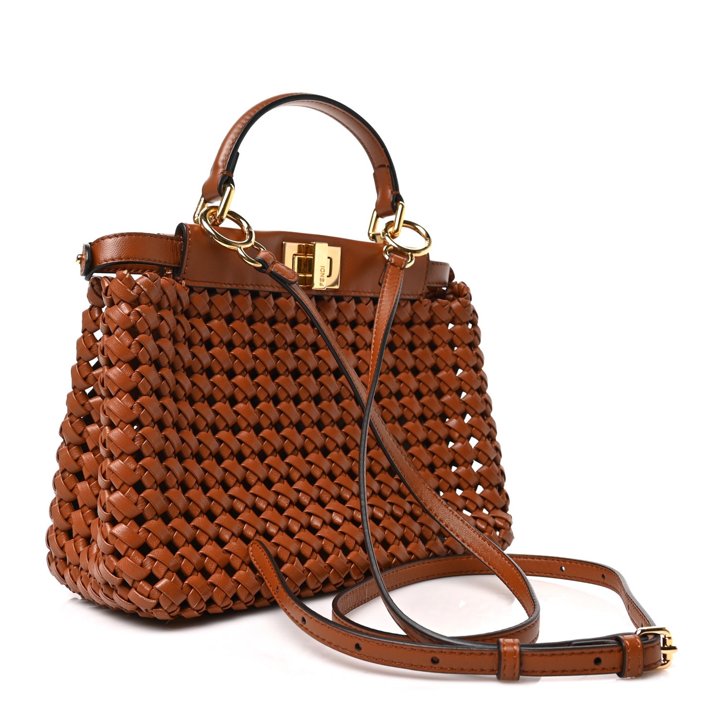 Nappa Woven Mini Peekaboo Iconic Satchel Cuoio