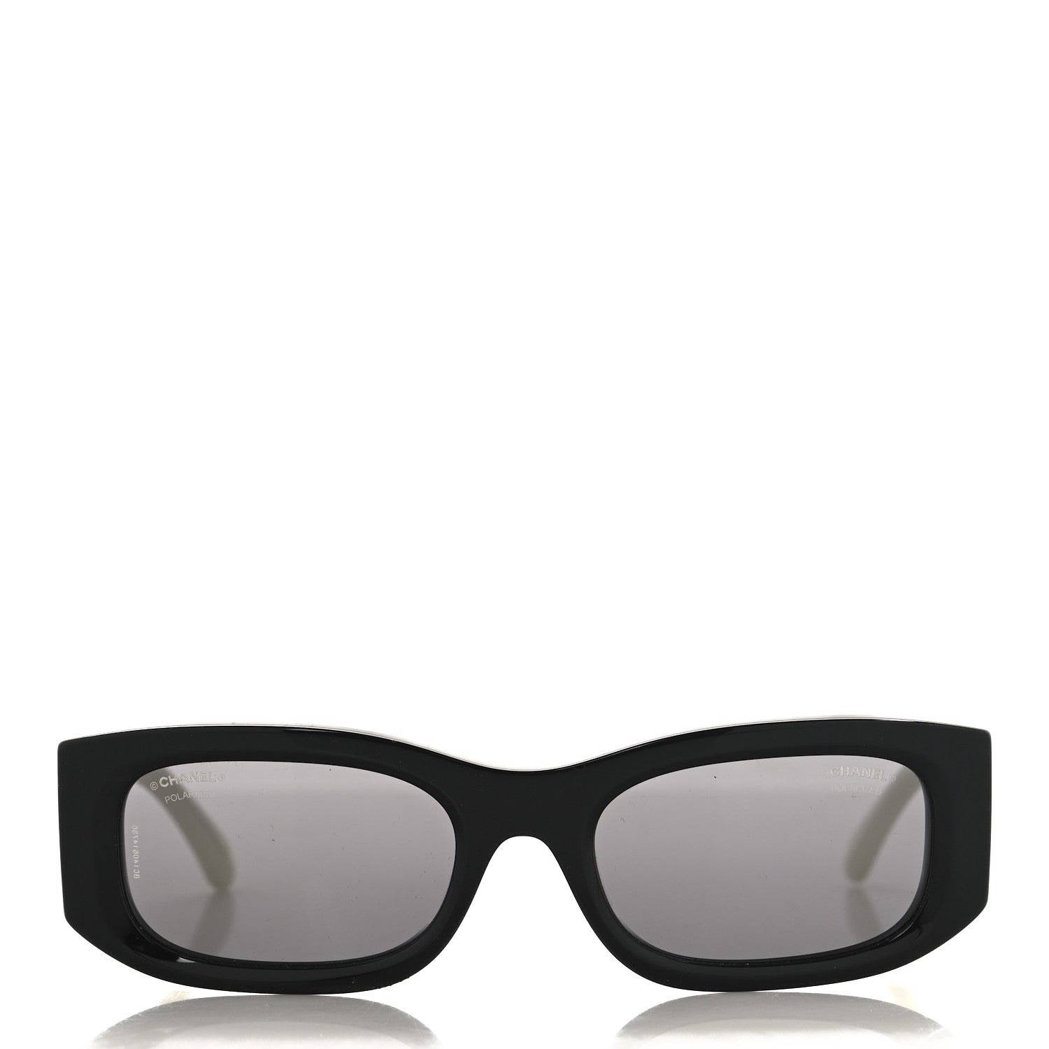 Chanel Acetate Polarized Rectangle Sunglasses 5525 Black White