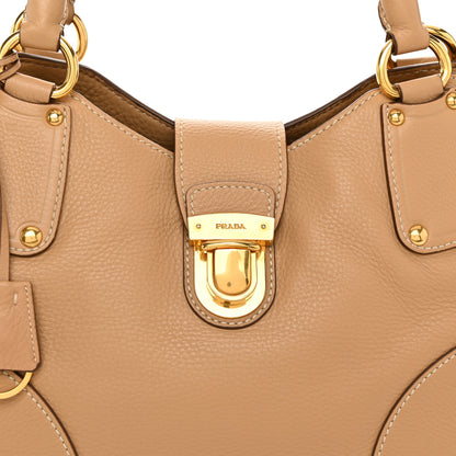 Prada Vitello Daino Pushlock Tote Sughero 9 of 11
