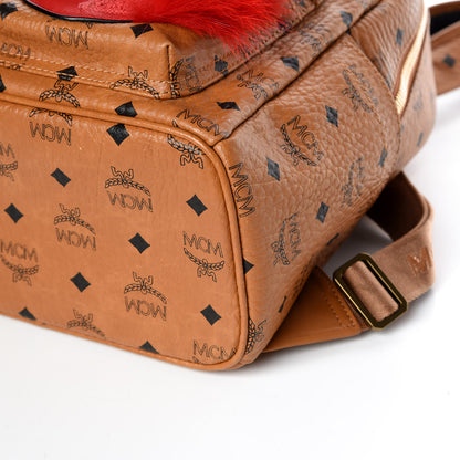 MCM Visetos Small Rooster Stark Backpack Cognac 6 of 9