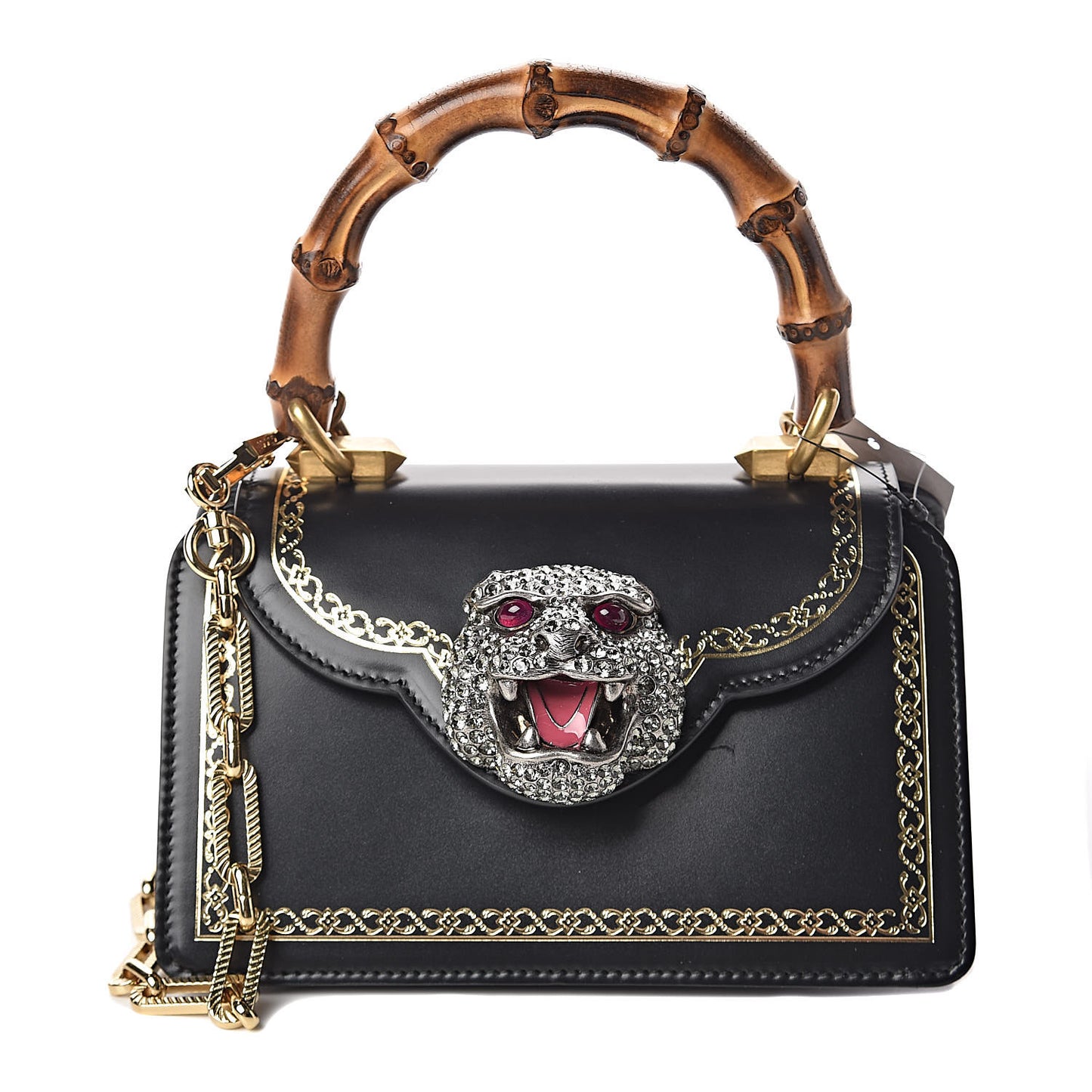 Calfskin Bamboo Mini Thiara Top Handle Bag Black