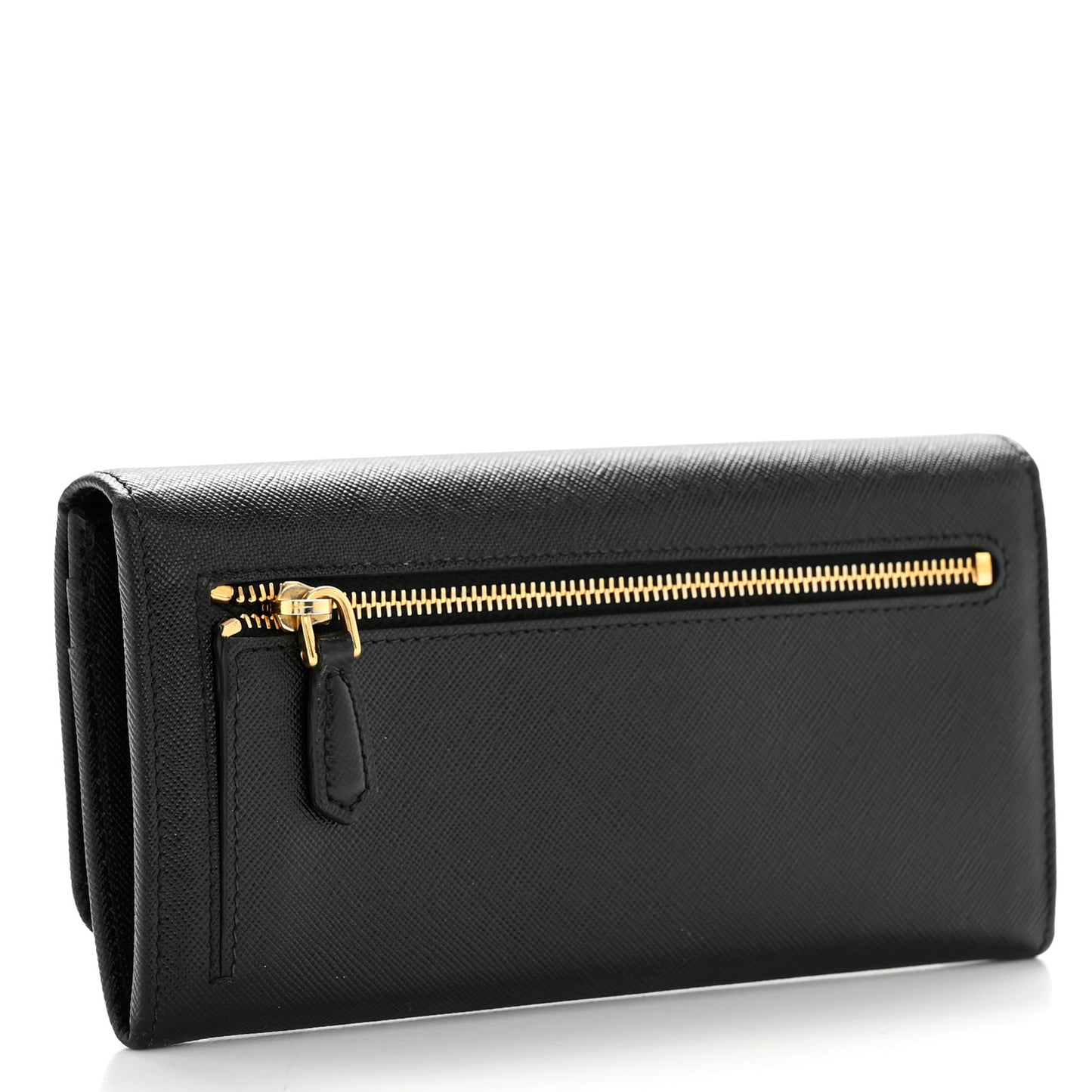 Saffiano Metal Continental Flap Travel Wallet Black