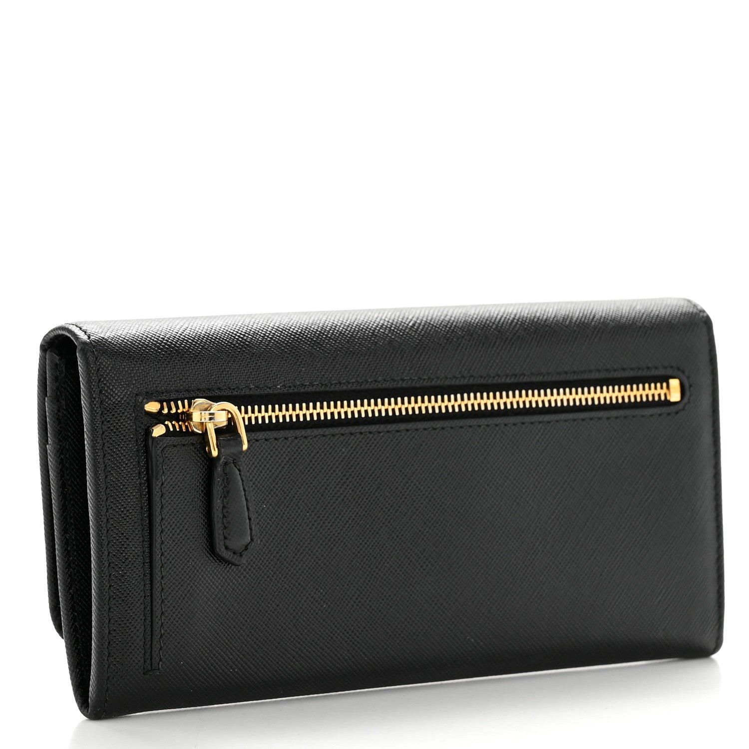 Prada Saffiano Metal Continental Flap Travel Wallet Black 3 of 11