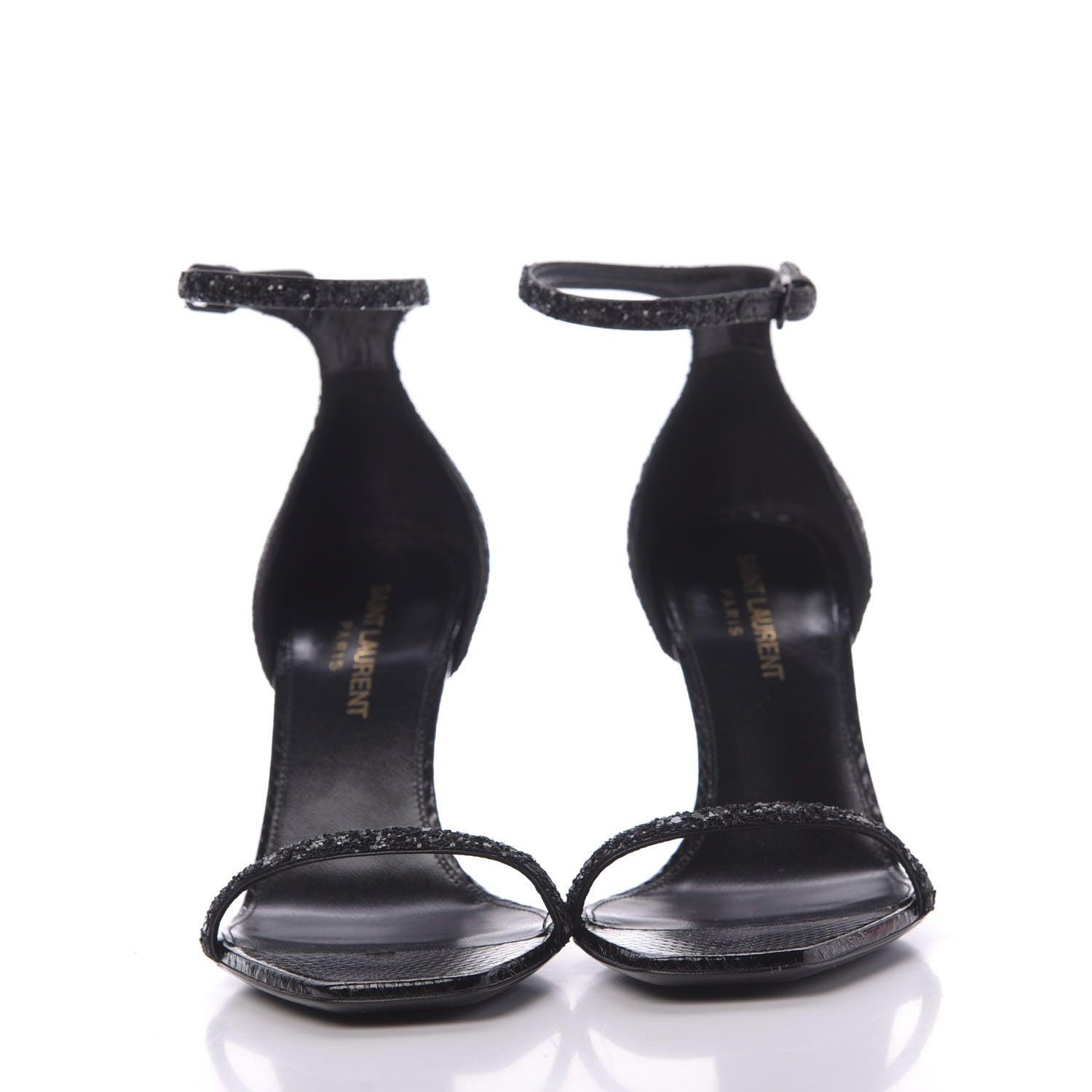 Saint Laurent Glitter Opyum 85 Sandals 36 Black 2 of 10