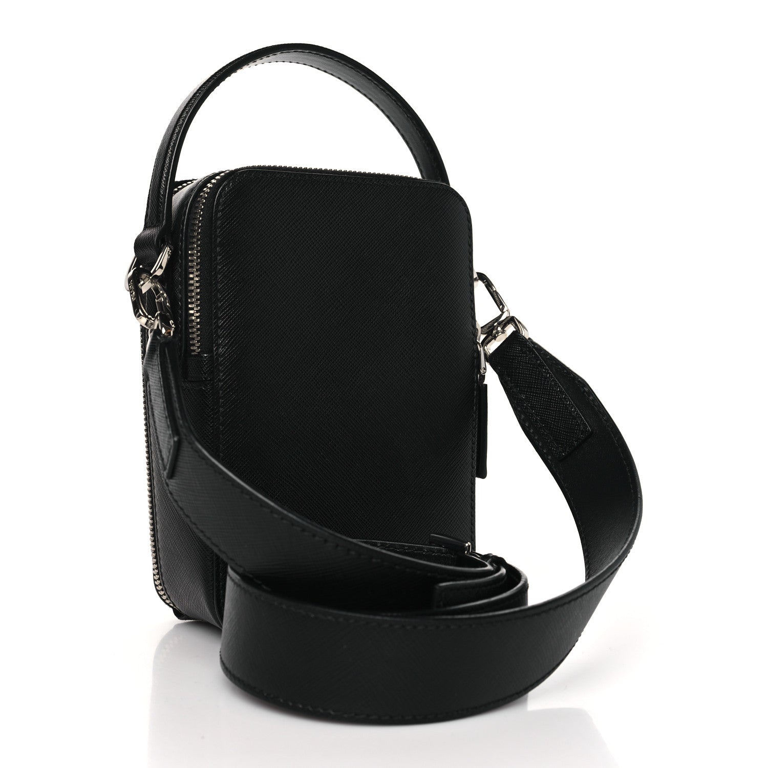 Prada Saffiano Travel Brique Crossbody Messenger Bag Black 3 of 10