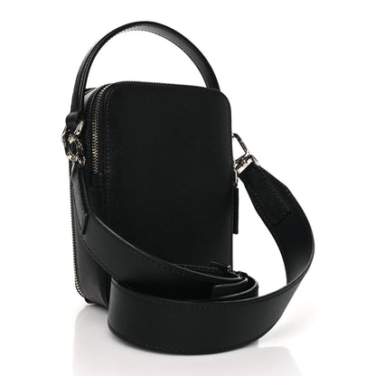 Prada Saffiano Travel Brique Crossbody Messenger Bag Black 3 of 10