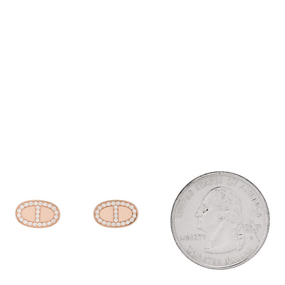 Hermes 18K Rose Gold Diamond Chaine d'Ancre Contour Stud Earrings 2 of 4