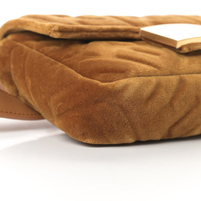 Fendi Velvet FF Embossed Hip Belt Baguette Bag Caramel 9 of 11