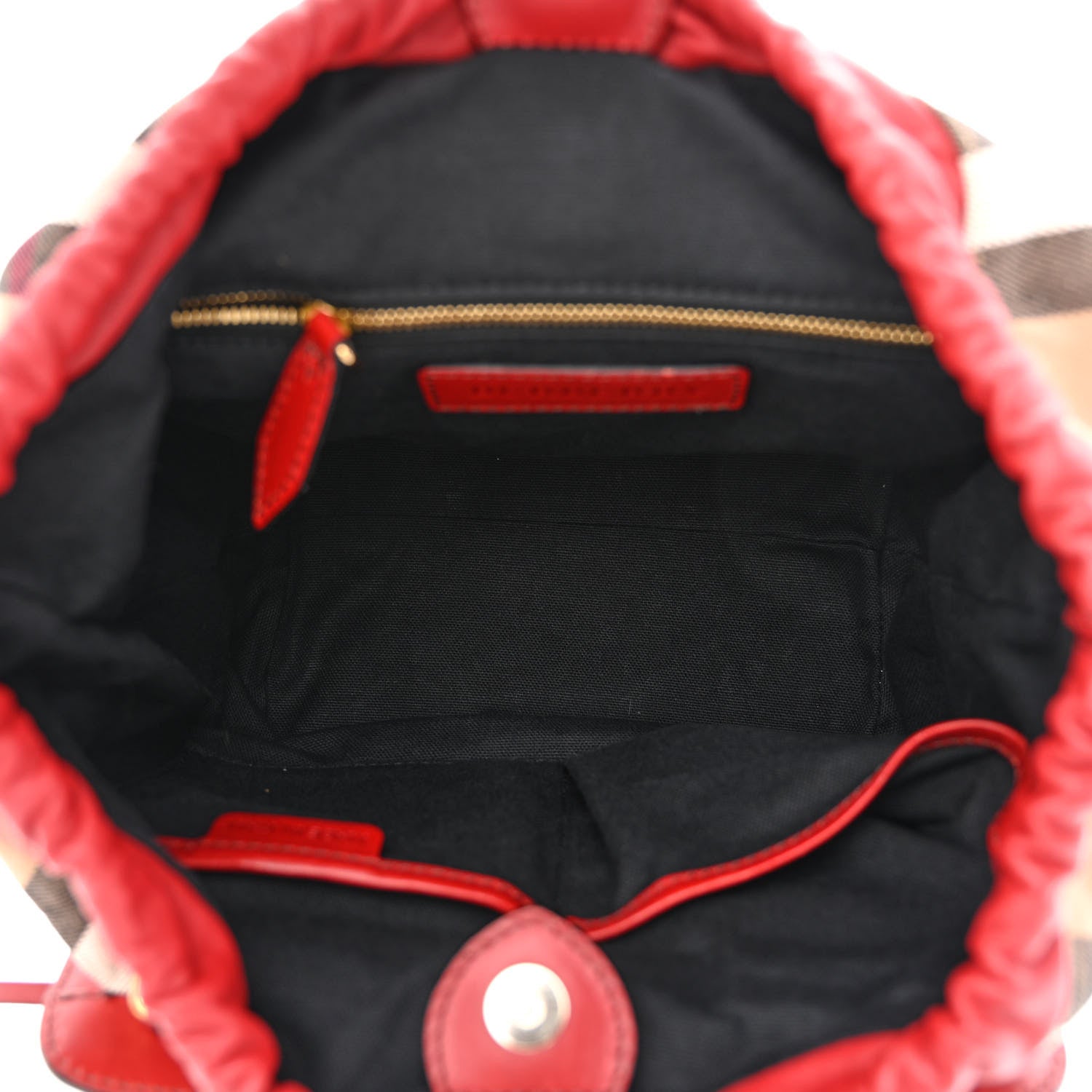 Burberry Calfskin House Check Small Dinton Tote Red 5 of 13