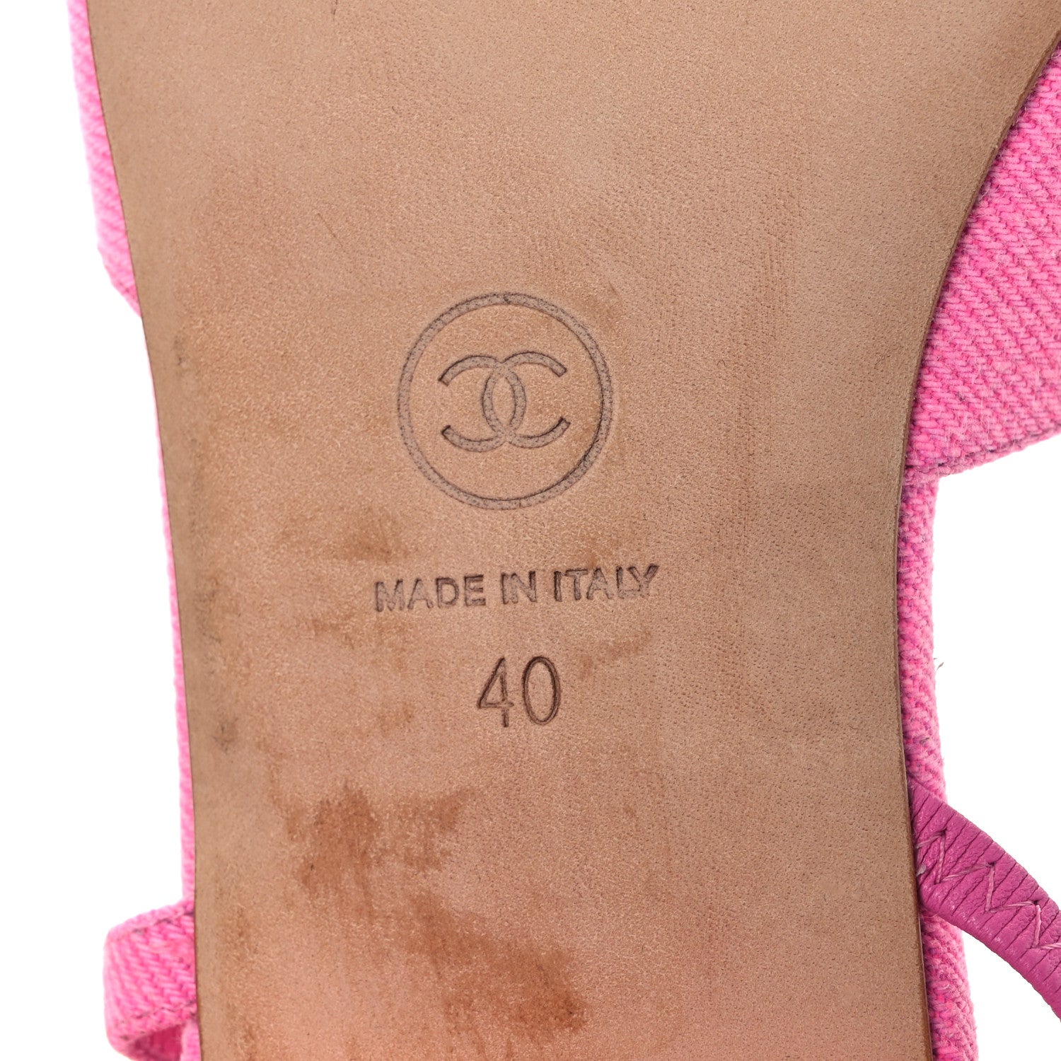 Chanel Denim Cap Toe CC Slingback Flat 40 Neon Pink 8 of 13