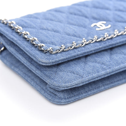Chanel Denim Quilted Chain Around Wallet on Chain WOC Blue 8 of 10