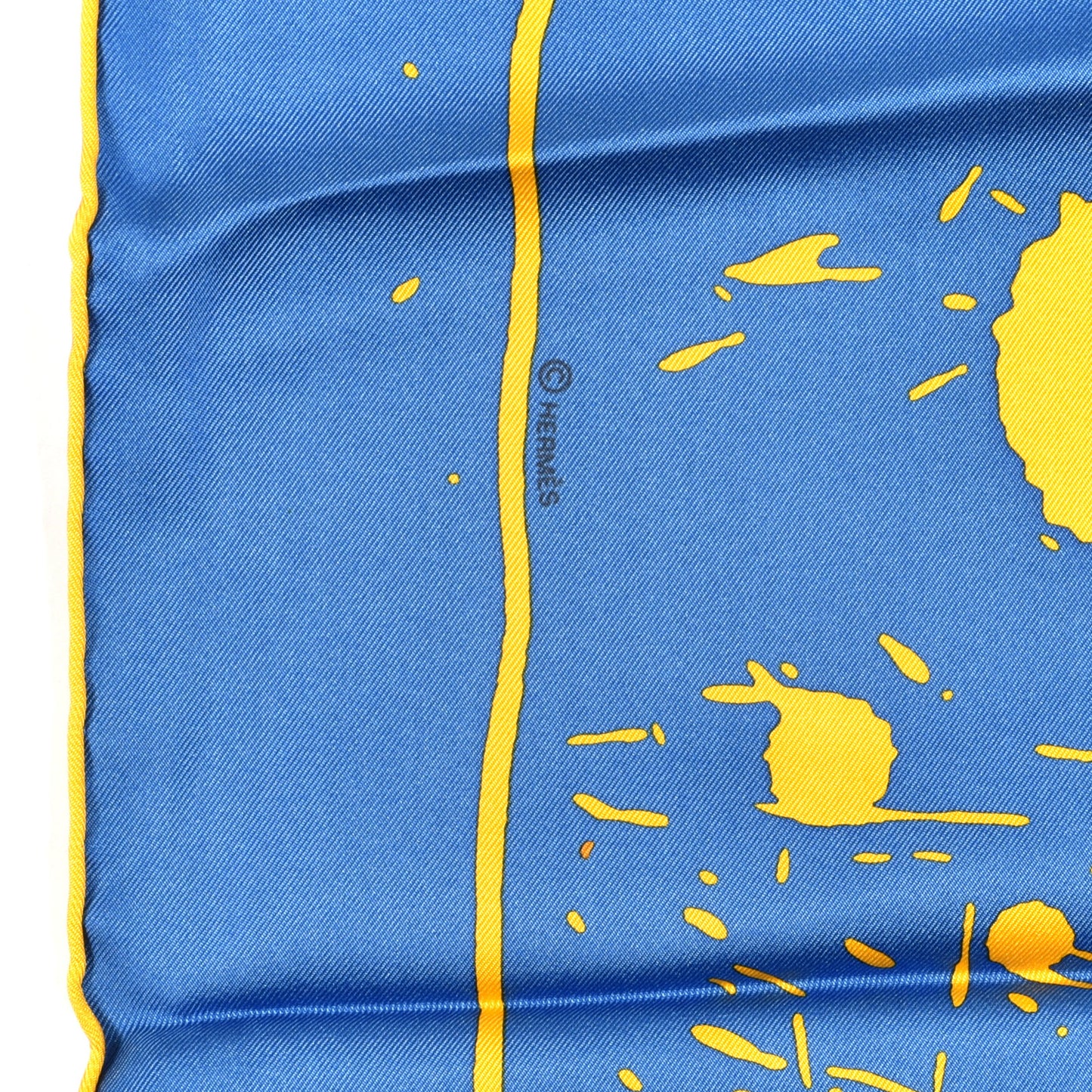 Silk Cheval Surprise Remix Scarf 90 Bleu Jaune D'Or Mauve