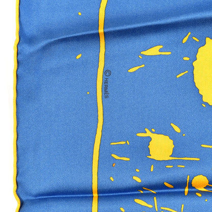 Hermes Silk Cheval Surprise Remix Scarf 90 Bleu Jaune D'Or Mauve 5 of 6