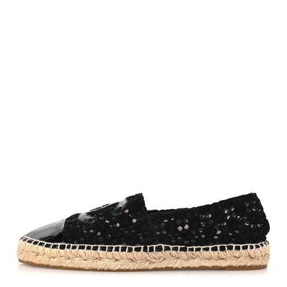 Chanel Lace Patent CC Espadrilles 40 Black 1 of 12
