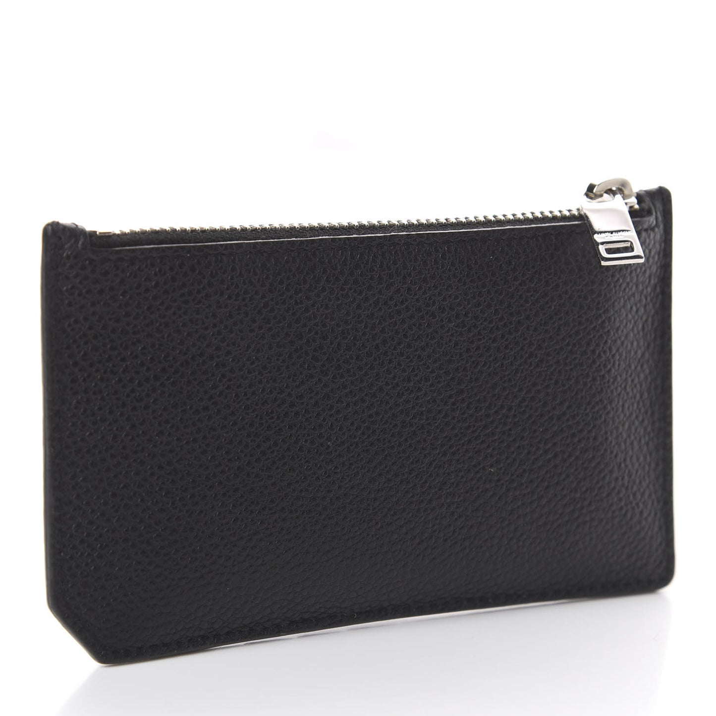 Grained Calfskin 5 Fragments Zip Pouch Card Holder Black