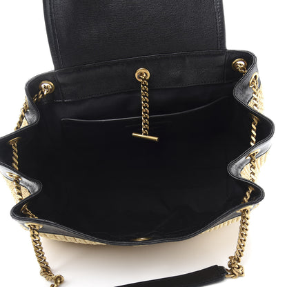 Saint Laurent Raffia Calfskin Small Nolita Shoulder Bag Natural Black 5 of 9