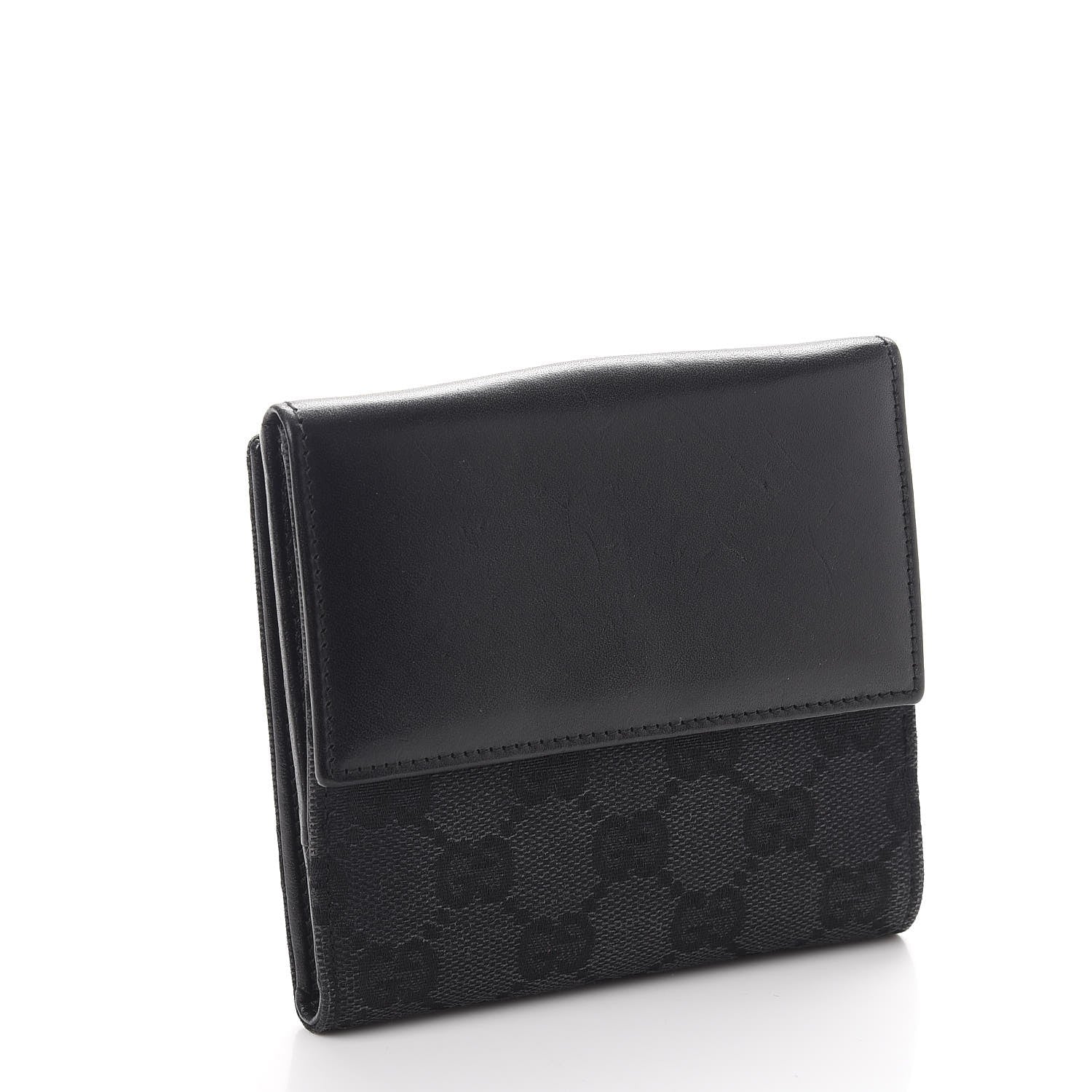 Gucci Monogram Piston Lock Compact Wallet Black 3 of 12