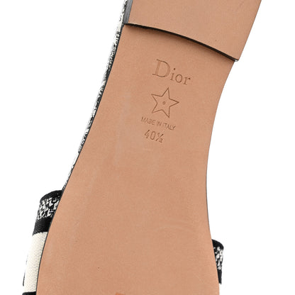 Christian Dior Canvas Plan de Paris Embroidered Dway Flat Slide Sandals 40.5 Off White Black 12 of 15