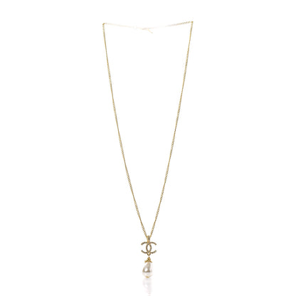 Chanel Pearl Crystal Twisted CC Drop Necklace Gold 3 of 5