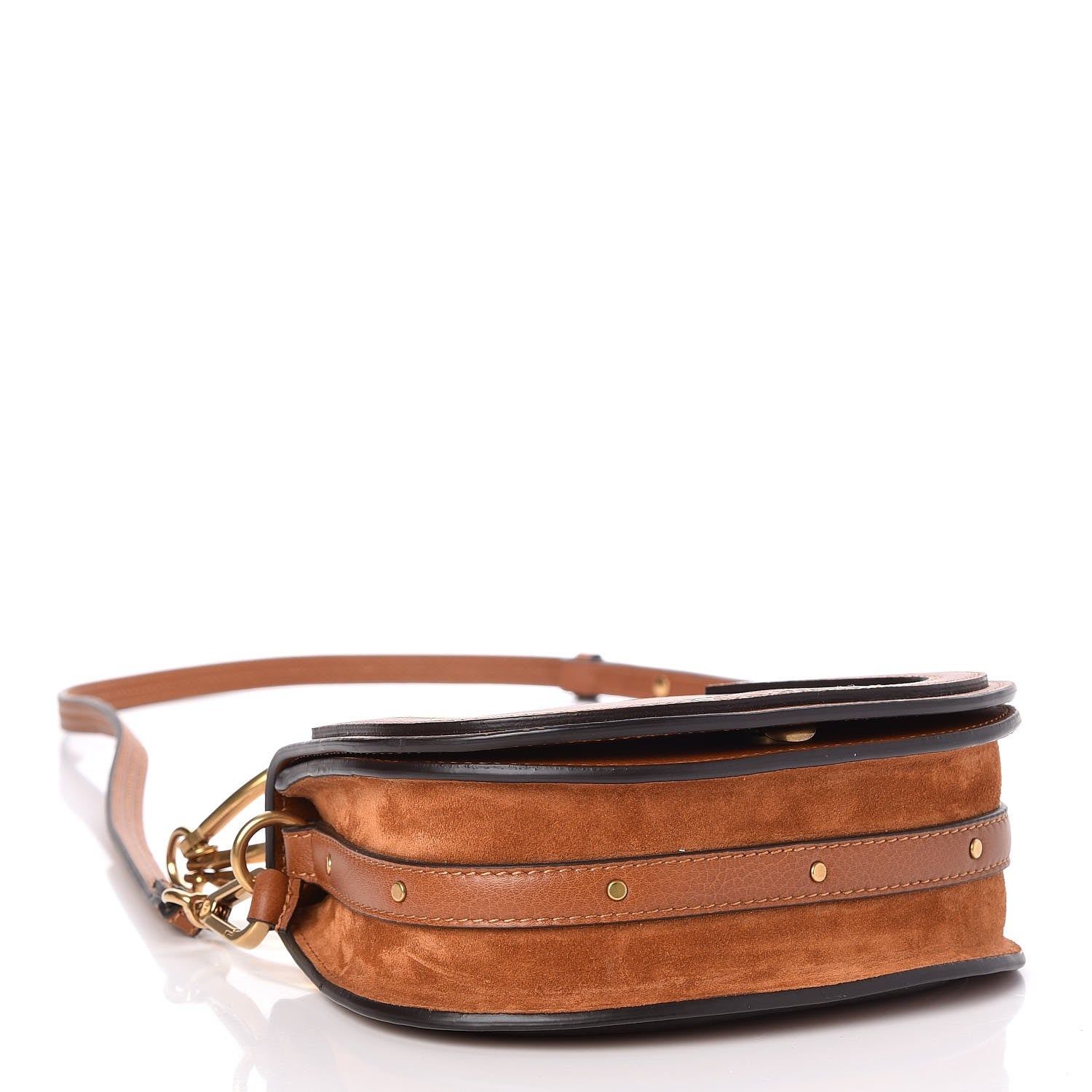 Chloe Calfskin Suede Small Nile Bracelet Bag Caramel 4 of 7