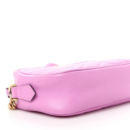 Gucci Calfskin Matelasse Mini GG Marmont Chain Shoulder Bag Candy Mousse 10 of 12