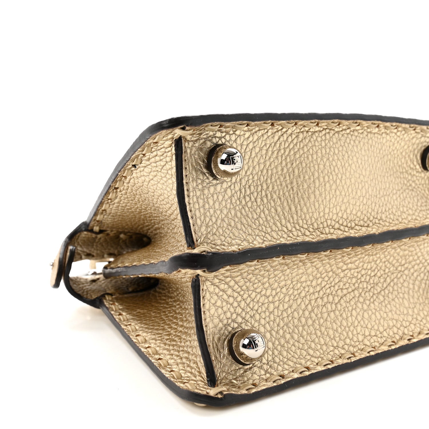 Fendi Metallic Cuoio Roma Sellerissima Nappa Sintetica Tape Stitch Petite Peekaboo I SEE U Iconic Satchel Platino 8 of 9