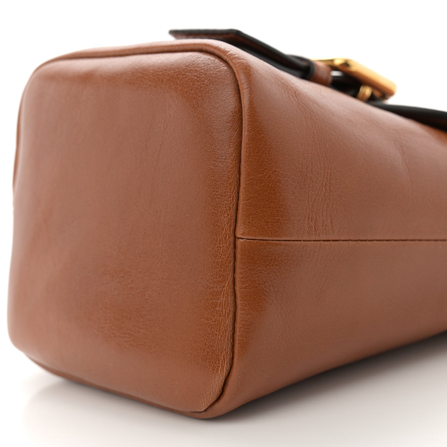 Shiny Calfskin Mini Saddle Bag Clay Brown