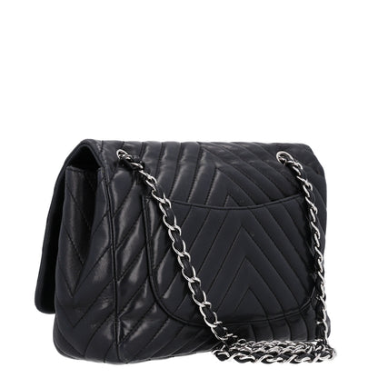 Chanel Lambskin Chevron Quilted Jumbo Single Flap Black 3 of 10