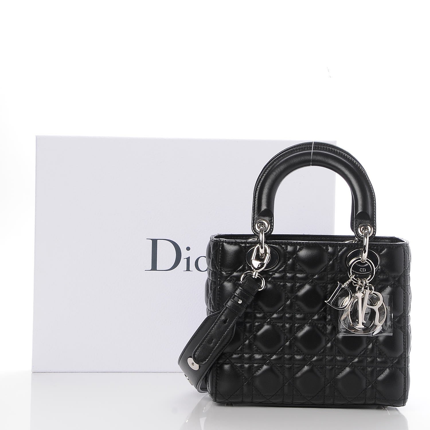 Christian Dior Lambskin Cannage Small Lucky Badges My Lady Dior Black 9 of 10