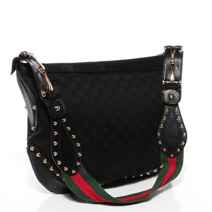 Gucci Monogram Medium Studded Pelham Shoulder Bag Black 3 of 9