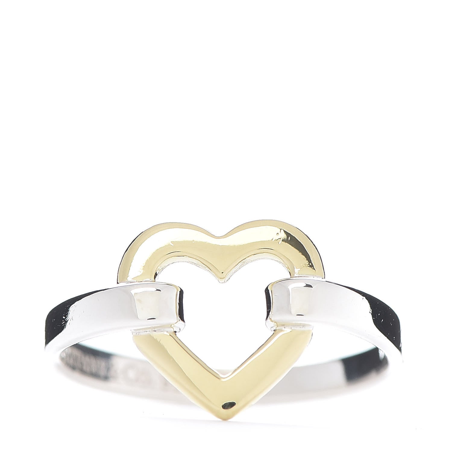 Tiffany Sterling Silver 18K Yellow Gold Open Heart Ring 53 6.25 1 of 4