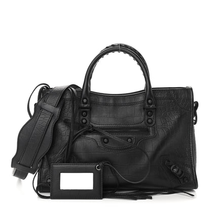 Balenciaga Matte Supple Lambskin Crocodile Embossed Classic Black Hardware S City Black 1 of 9