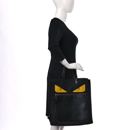Fendi Nylon Vitello Liberty Dolce Monster Eyes Tote Black Sunflower 2 of 16