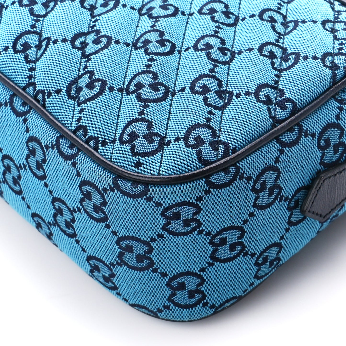 Monogram Multicolor Matelasse Diagonal Small GG Marmont Chain Shoulder Bag Light Blue