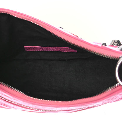 Balenciaga Extra Supple Calfskin Crocodile Embossed Small Le Cagole Shoulder Bag Sweet Pink 5 of 9