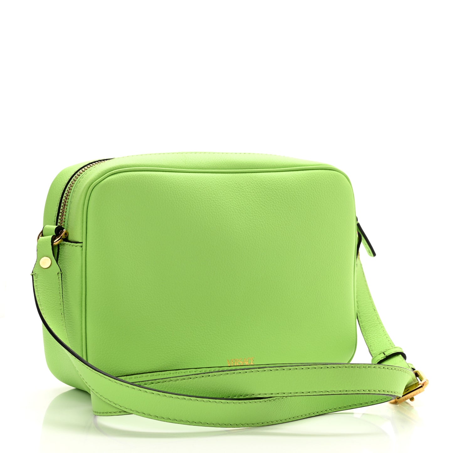 Grained Calfskin Medusa Camera Bag Green