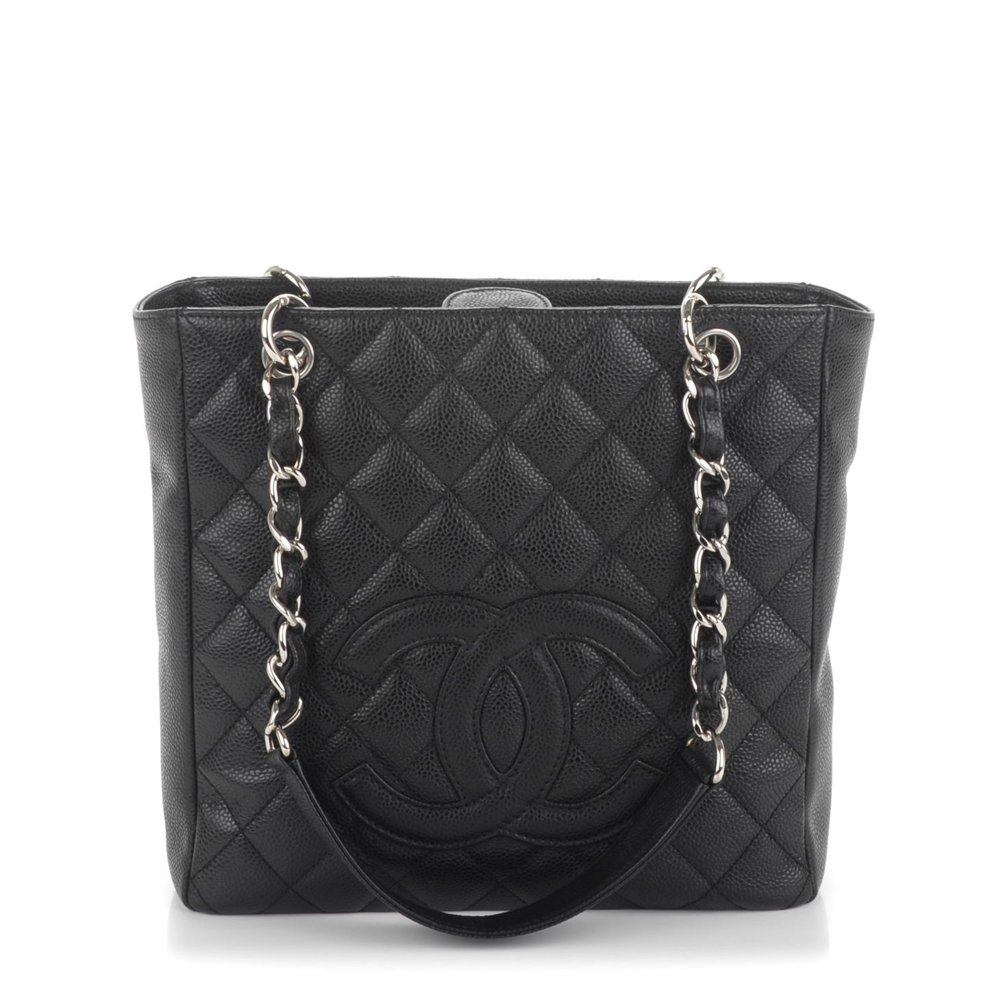 Caviar Quilted Petit Shopping Tote PST Black