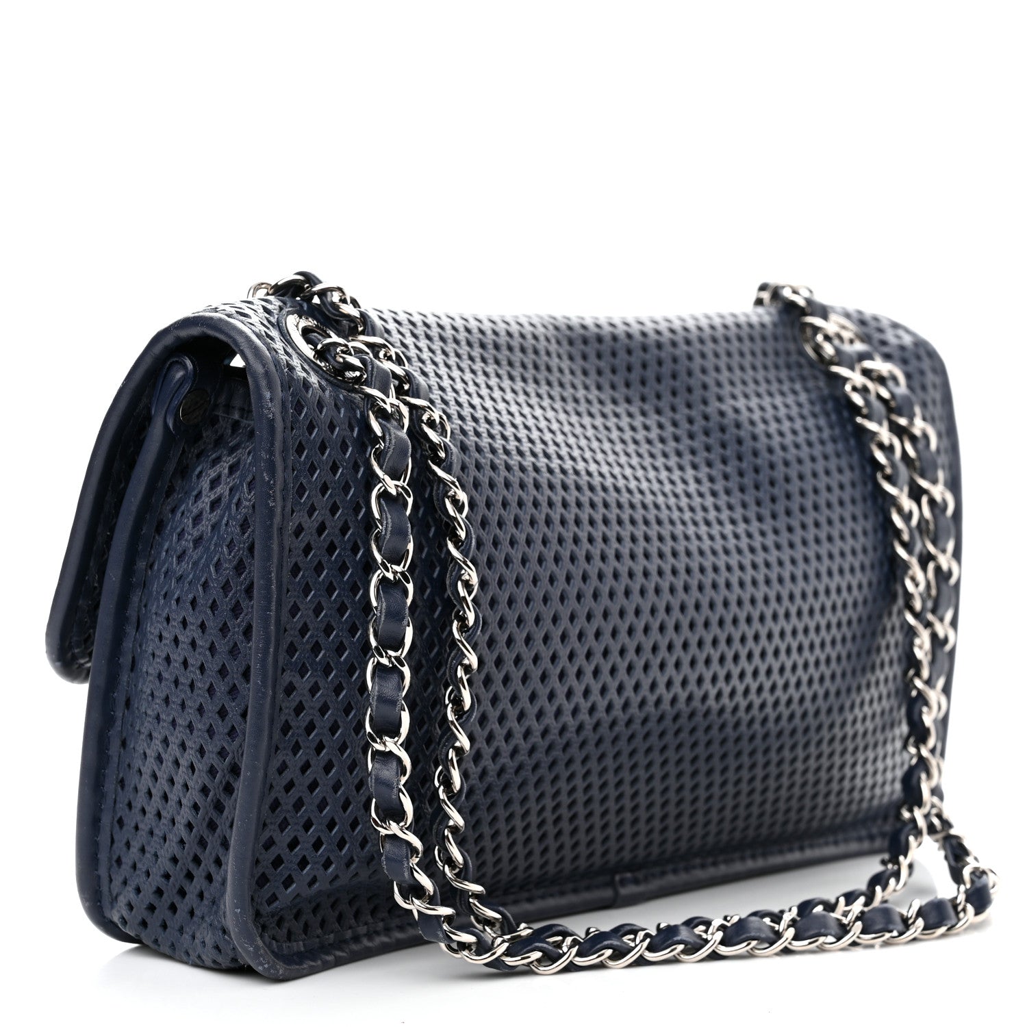 Chanel Perforated Calfskin Large Up In The Air Flap Dark Blue 3 of 15