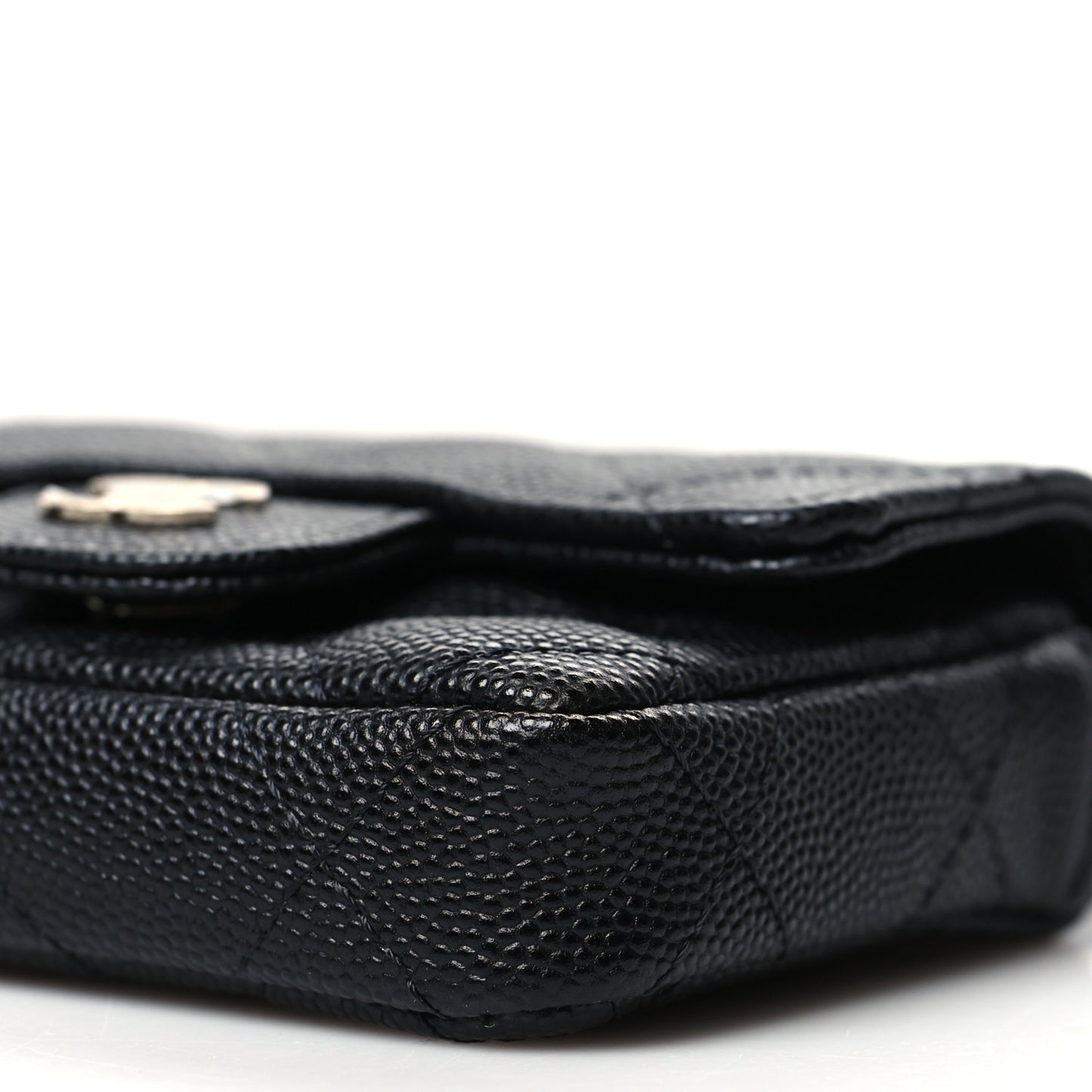 Caviar Quilted Mini Chain Belt Bag Black