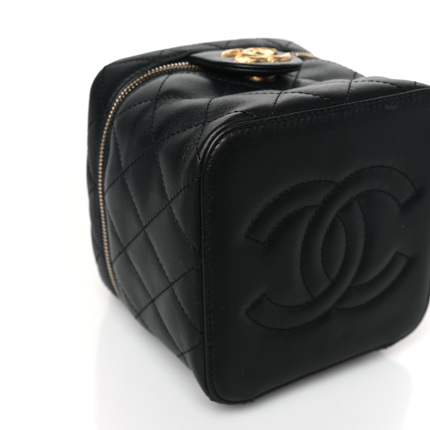 Chanel Calfskin Quilted Small Vanity Case With Chain Black 8 of 9