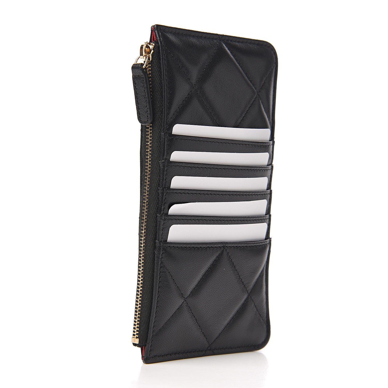 Chanel Goatskin Quilted 19 Flat Wallet Pouch Black 2 of 7