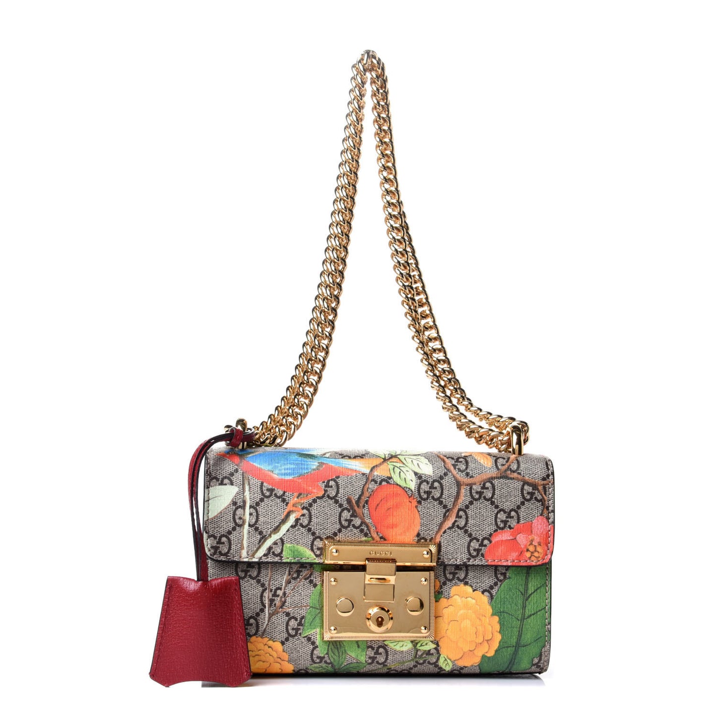 GG Supreme Monogram Tian Small Padlock Shoulder Bag Beige Multicolor New Acero